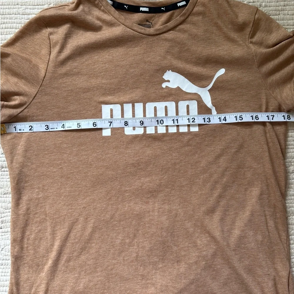 Puma Logo Graphic Tee Size Medium Tan Brown Athleisure Shirt - Picture 4 of 7